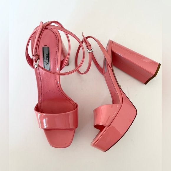 Prada petal pink patent leather block heel platform sandals EU 39 - Picture 1 of 13